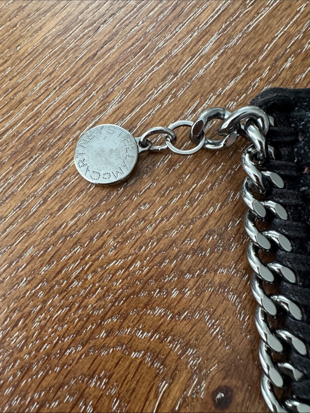 Authentic Stella McCartney Falabella Black Chain-Trim Card Holder - Picture 2 of 4